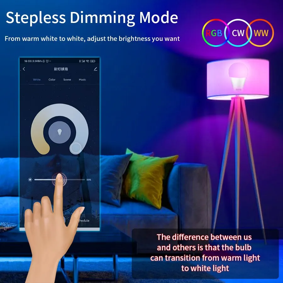 Tuya Smart LED Bulb E27 APP Control Dimmable Light Bluetooth RGB Lamp 220V Bedroom Decoration Party Lighting Smart Life - Image 2