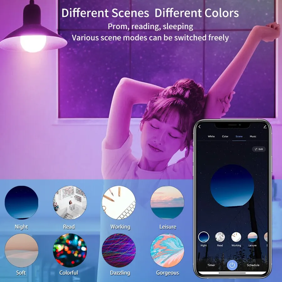 Tuya Smart LED Bulb E27 APP Control Dimmable Light Bluetooth RGB Lamp 220V Bedroom Decoration Party Lighting Smart Life - Image 3