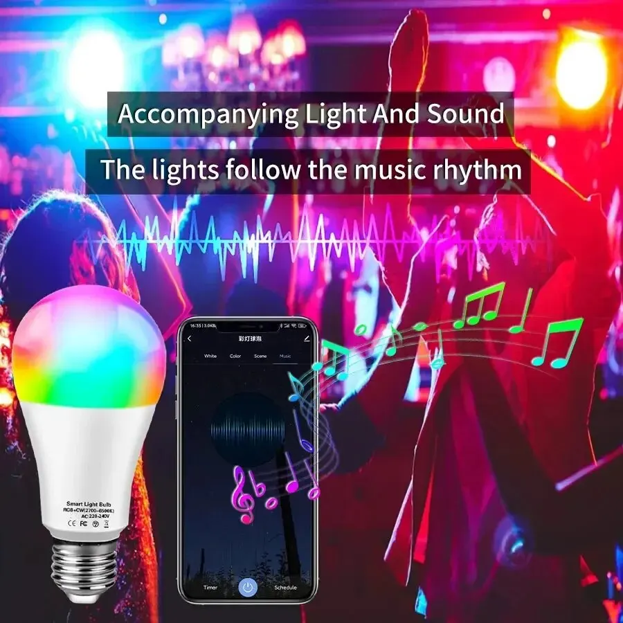Tuya Smart LED Bulb E27 APP Control Dimmable Light Bluetooth RGB Lamp 220V Bedroom Decoration Party Lighting Smart Life - Image 4