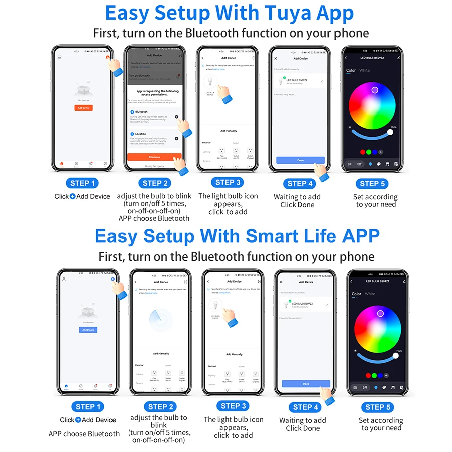 Tuya Smart LED Bulb E27 APP Control Dimmable Light Bluetooth RGB Lamp 220V Bedroom Decoration Party Lighting Smart Life - Image 6