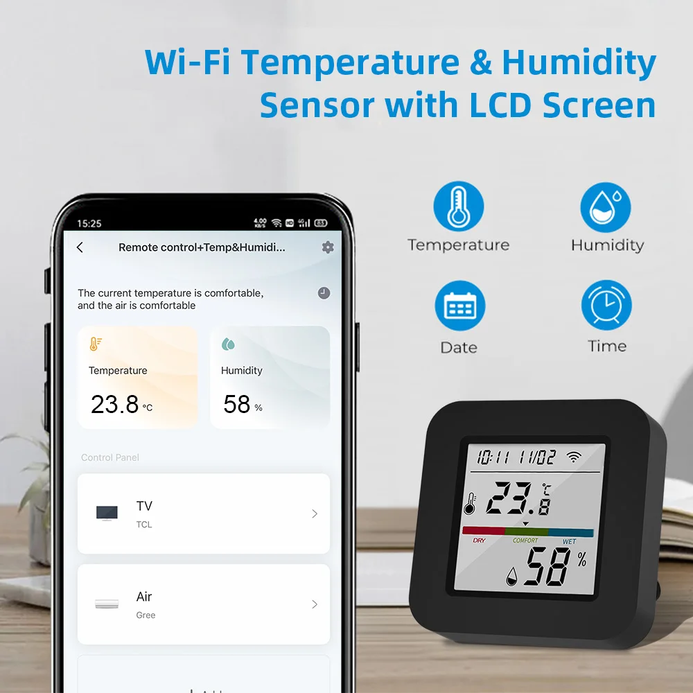 Tuya Smart Universal IR Remote With Temperature Humidity Sensor for Air Conditioner TV AC Works with Alexa Google Home Yandex - Image 4