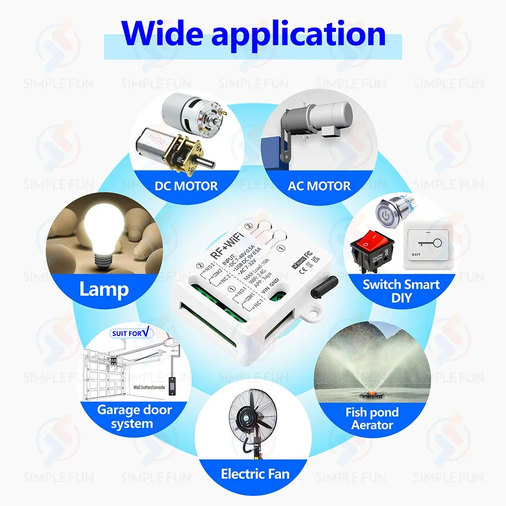 Tuya WiFi RF433Mhz Smart Light Switch 2-CH,DC 5V 12V 24V 48V,1-250V Dry Contact Relay,work with Alexa Google Home,for Lamp/Motor - Image 2