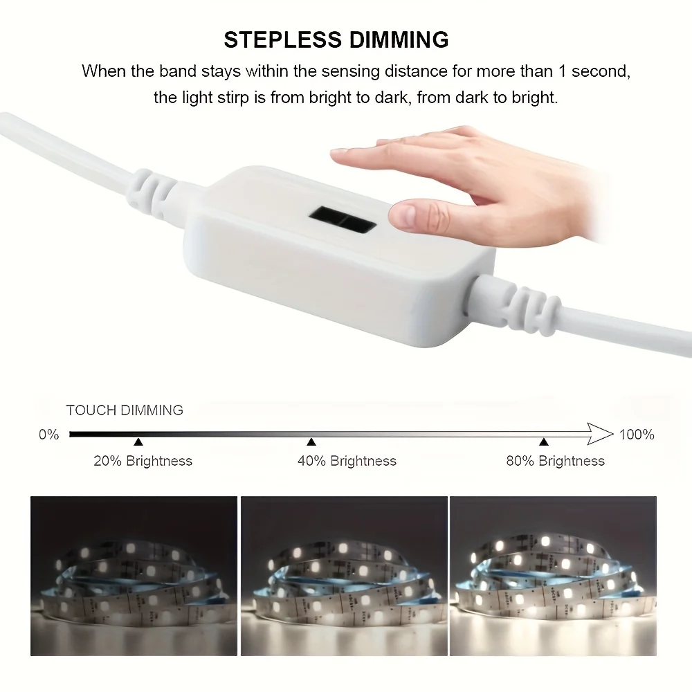 USB 60 LED Strip Lights DC 5V Smart Dimmer Gesture Sensor Switch Control Backlight Tape TV Lamp LED Lights for Room Home Decor - Image 3
