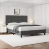 Upholstered Double Platform Bed Frame With Headboard Heavy Duty Metal Base And Wooden Slats No Box Spring Needed Noise-Free Under Bed Storage Easy Assembly