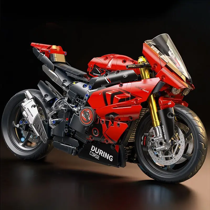 V4s Motorcycle Building Blocks Set, Super Racing Model with Display Stand, STEM Toys for Adults & Toys, Gifts for Boys and Girls - Image 2
