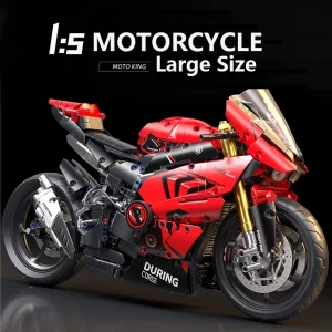 V4s Motorcycle Building Blocks Set, Super Racing Model with Display Stand, STEM Toys for Adults & Toys, Gifts for Boys and Girls