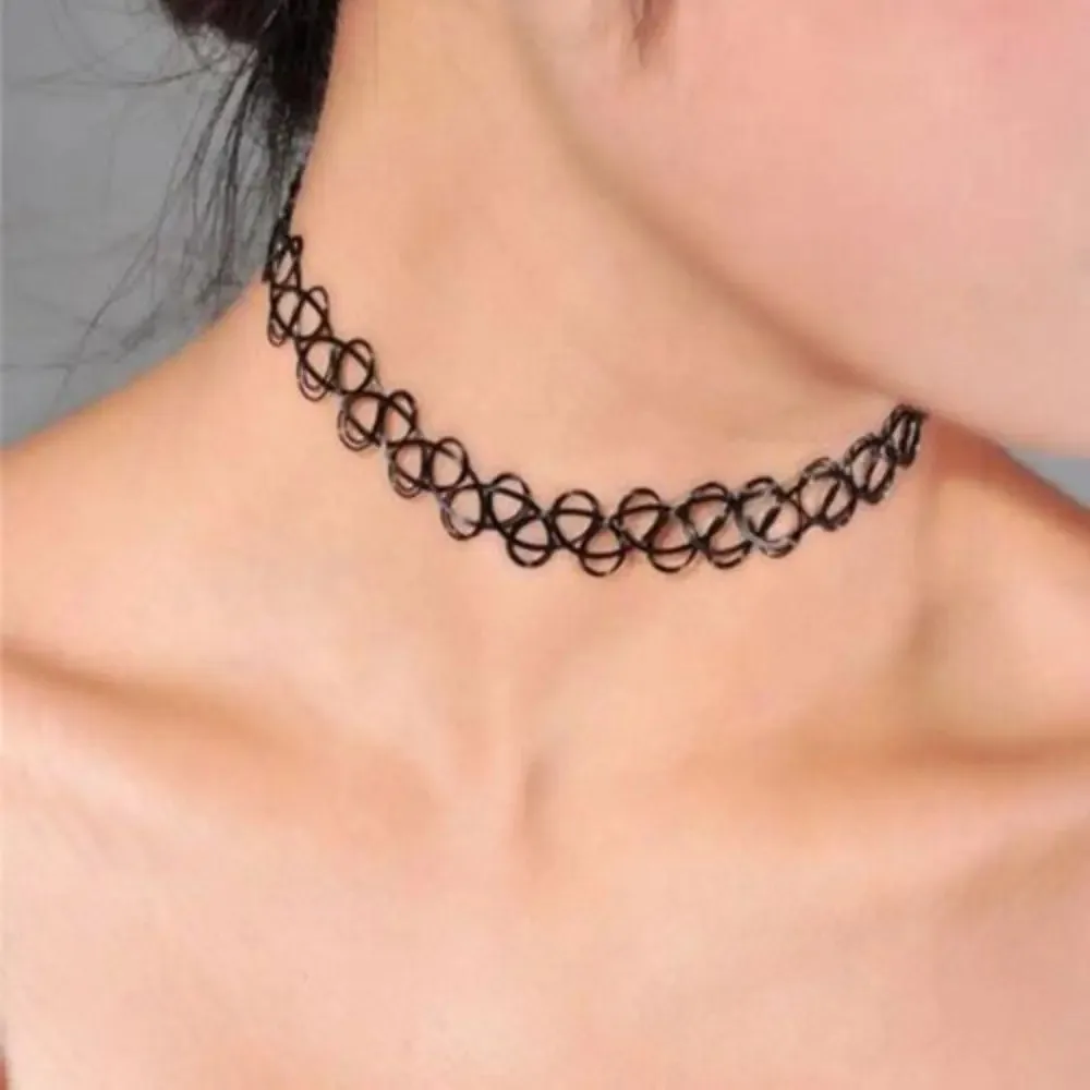Vintage Elastic Braided Fish Thread Choker Gothic Black Choker 1pc Fashion Necklace for Punk Women Gift Valentine's Day Gift - Image 2