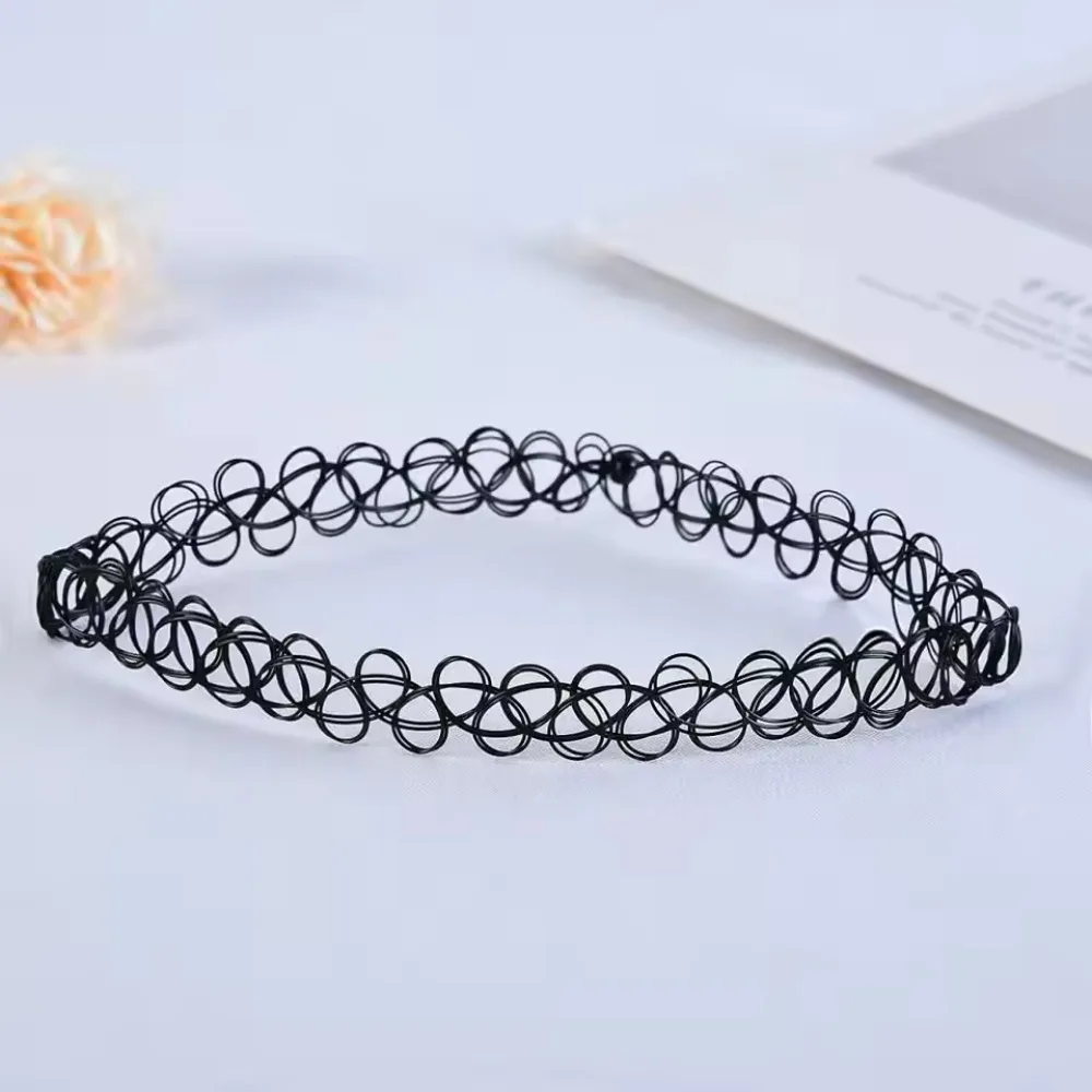 Vintage Elastic Braided Fish Thread Choker Gothic Black Choker 1pc Fashion Necklace for Punk Women Gift Valentine's Day Gift - Image 3