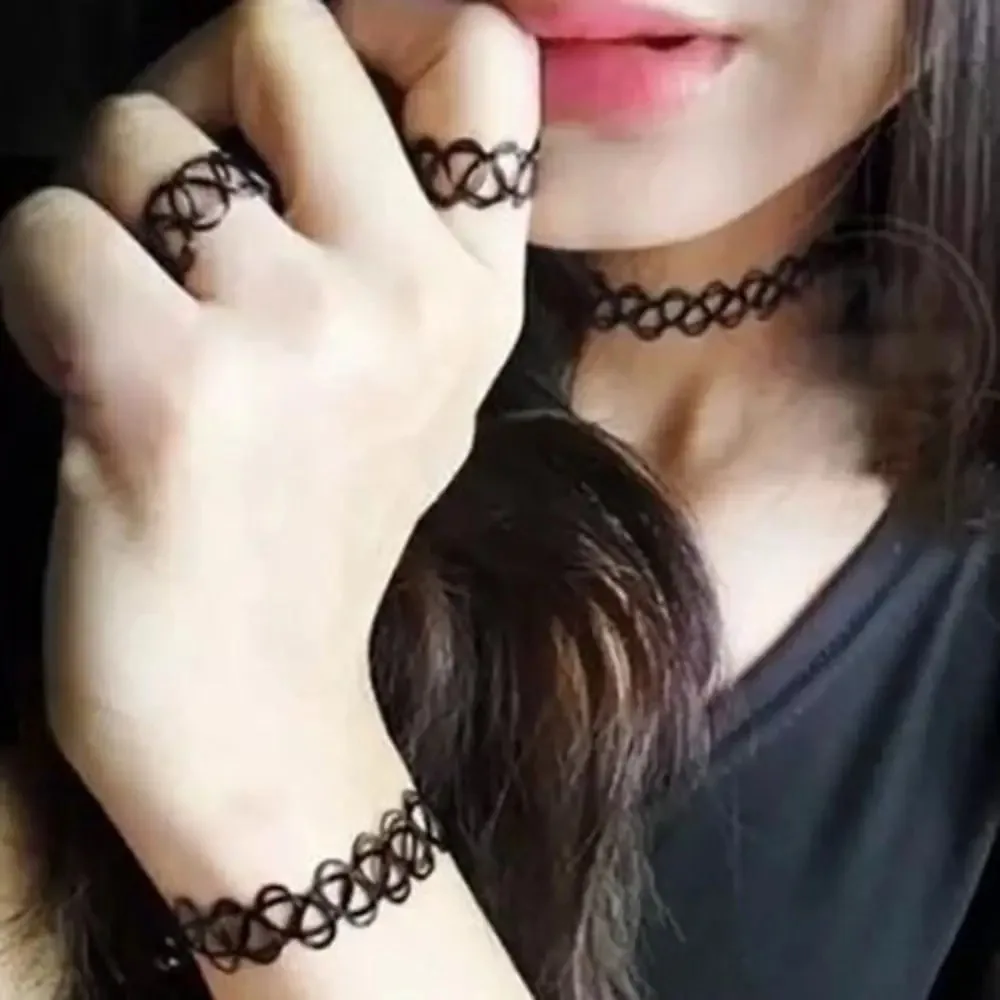 Vintage Elastic Braided Fish Thread Choker Gothic Black Choker 1pc Fashion Necklace for Punk Women Gift Valentine's Day Gift - Image 4