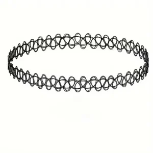Vintage Elastic Braided Fish Thread Choker Gothic Black Choker 1pc Fashion Necklace for Punk Women Gift Valentine's Day Gift