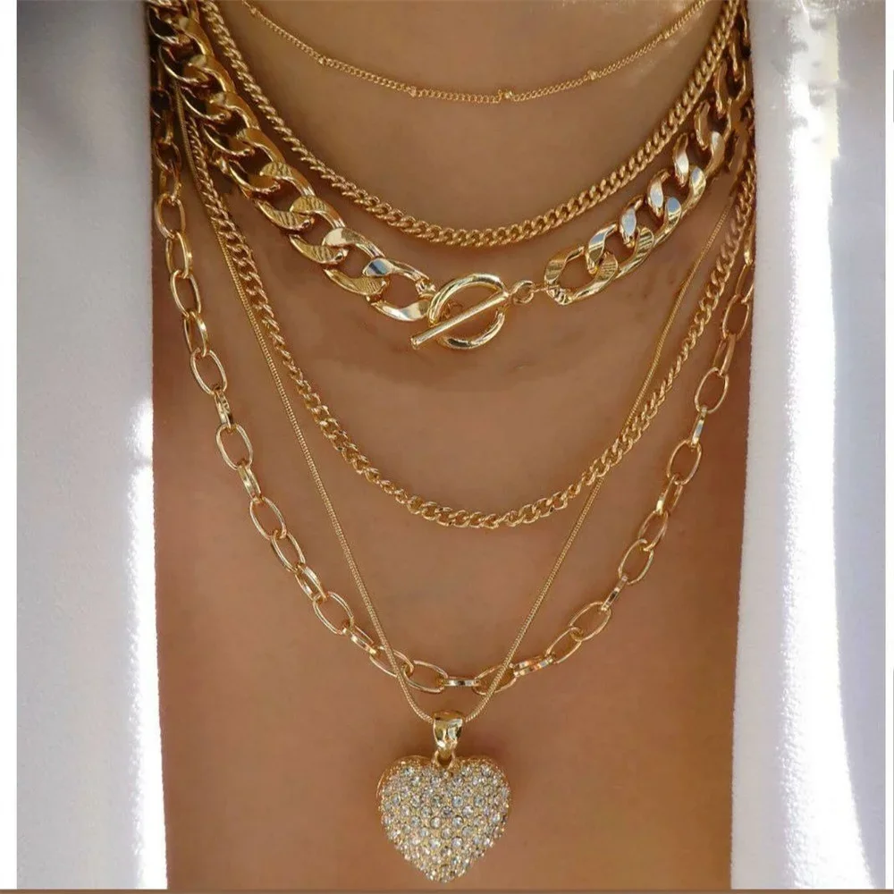 Vintage Punk Gold-plate Thick Chain Head Portrait Coin Pendant Necklace For Women Fashion Multilevel Geometric Hip Hop Jewelry - Image 3