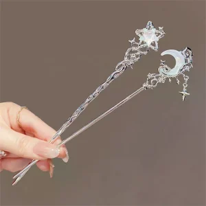 Vintage Star Moon Hair Sticks For Women Girls Chinese Style Tassel Hair Chopsticks Exquisite Hair Accessories Gifts