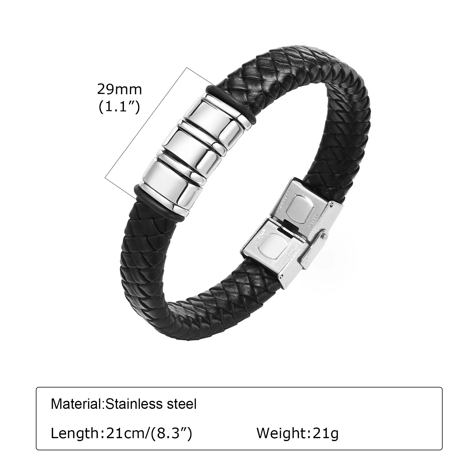 Vnox Free Custom Leather Bracelets for Men,Personalized 2-6 Names Braid Rope Chain Wristband Family Gifts for Dad Father - Image 4