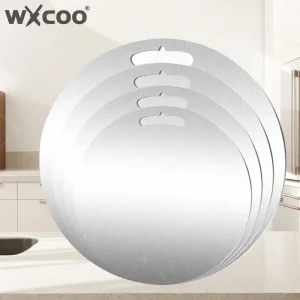 WXCOO Stainless Steel Double-sided Cutting Board for Kneading Dough Vegetables Fruit Meat Round Chopping Board Cutting Board