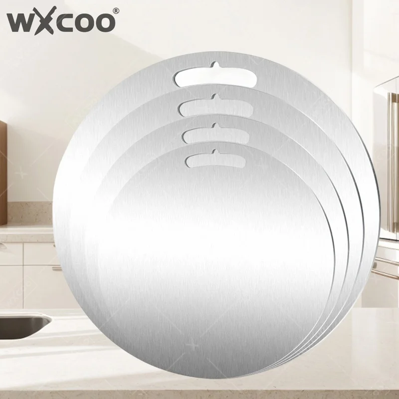 WXCOO Stainless Steel Double-sided Cutting Board for Kneading Dough Vegetables Fruit Meat Round Chopping Board Cutting Board