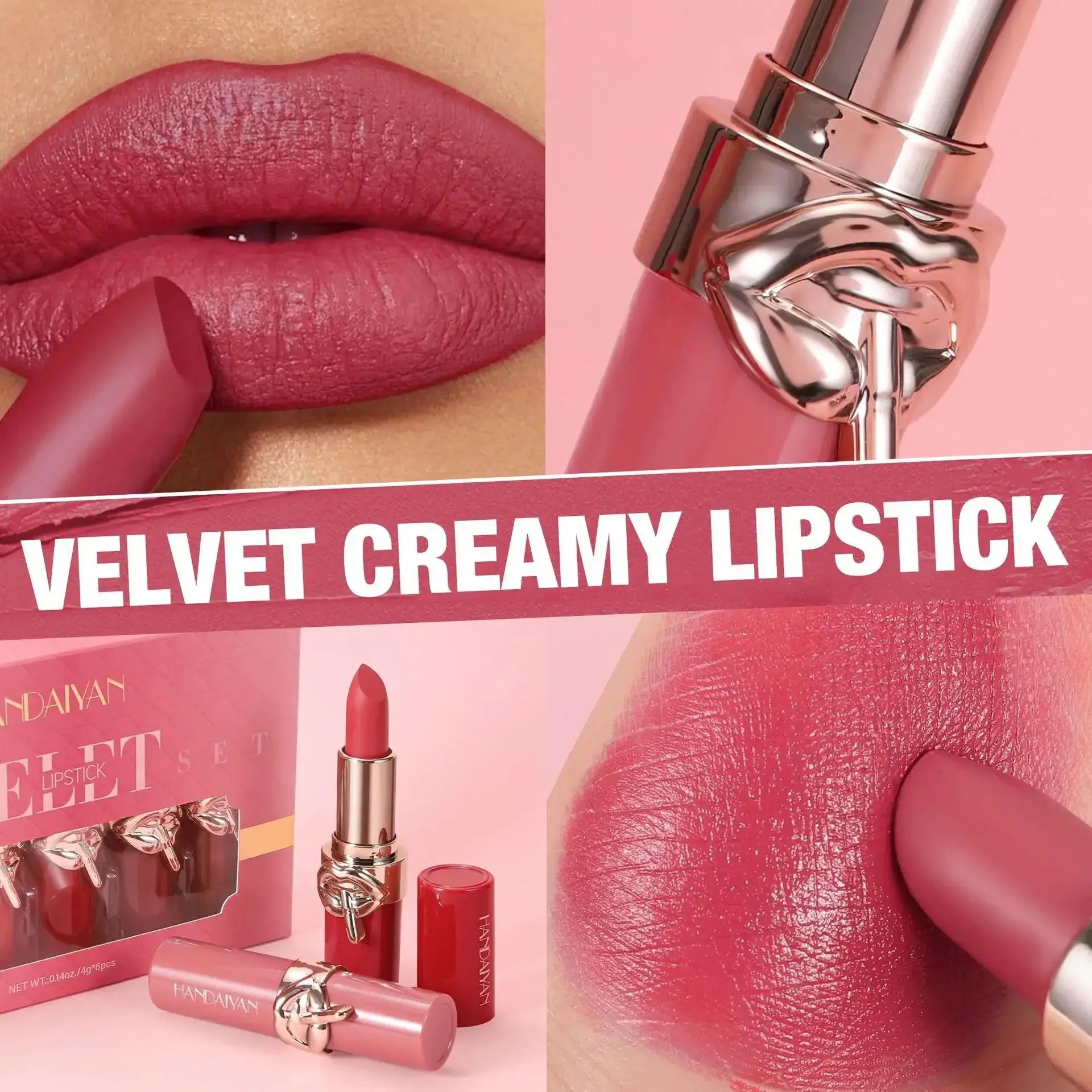 Waterproof Velvet Lipstick Set Matte High Pigment Long Lasting Moisturizing Non Fade Nude Red Lip Gloss Beauty Cosmetic - Image 2
