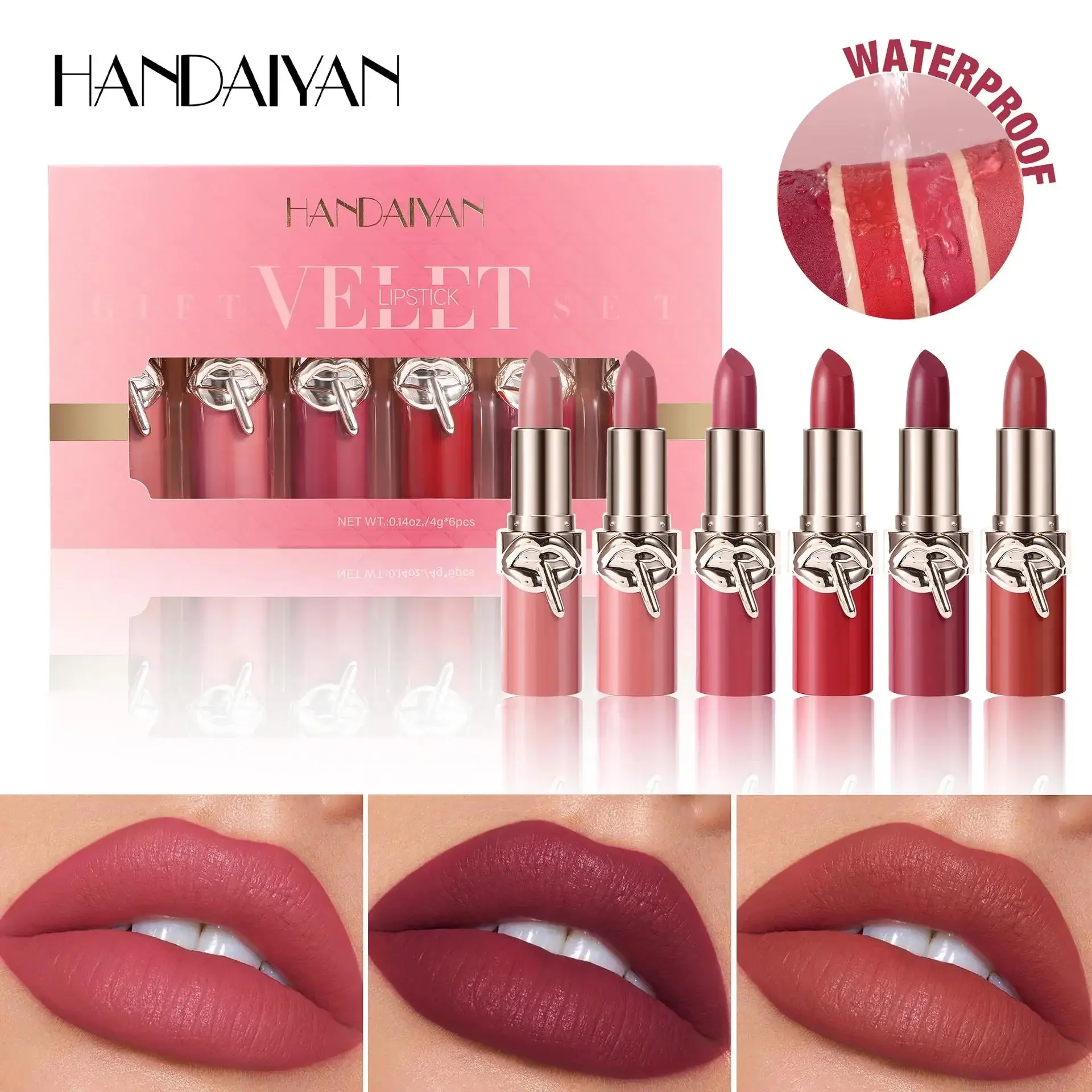 Waterproof Velvet Lipstick Set Matte High Pigment Long Lasting Moisturizing Non Fade Nude Red Lip Gloss Beauty Cosmetic - Image 4