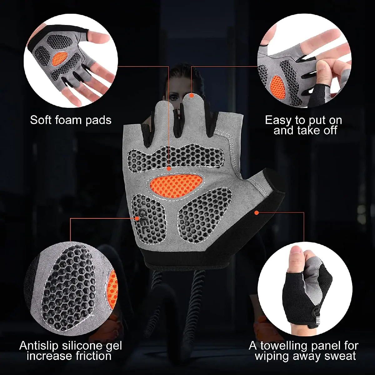 Weightlifti Gym Gloves Fitness Training Fingerless Women Men Bodybuilding Exercise Sports Gloves Cycling Anti Slip Breathable - Image 3