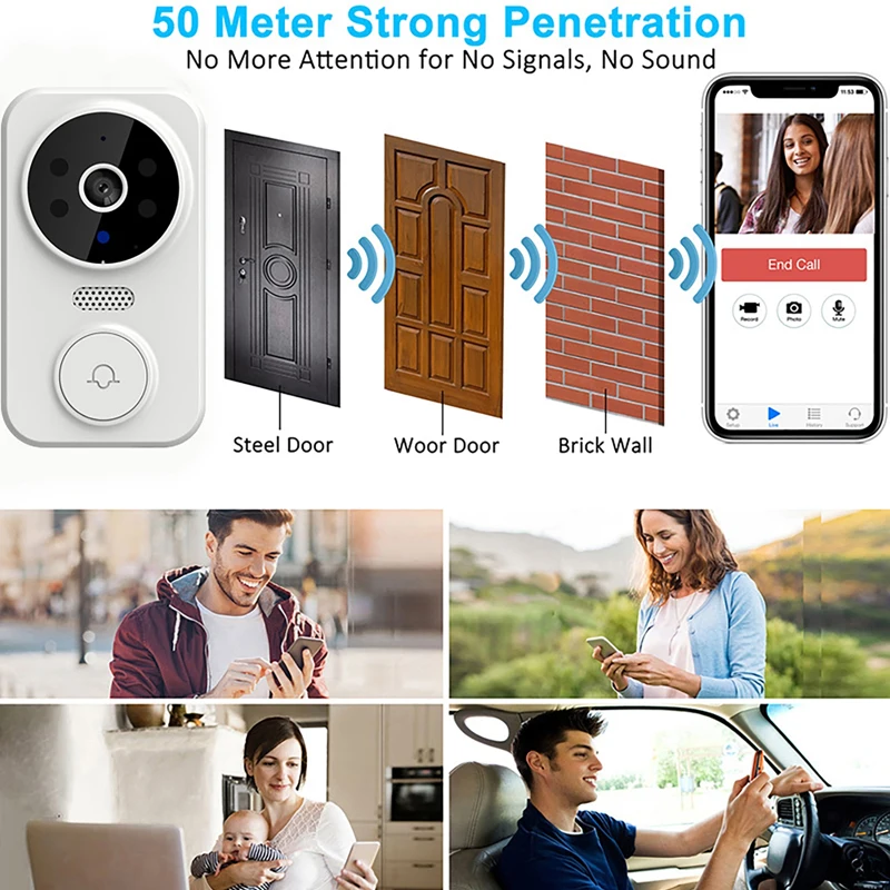 WiFi Smart Video Doorbell Camera Night Vision Smart Visual Doorbell Tuya APP Remote Monitoring Door Bell for Home Security - Image 4