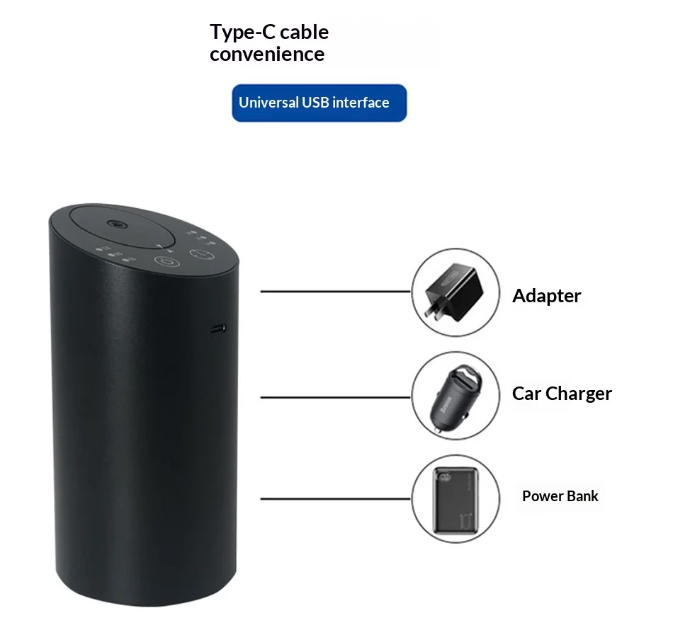 Wireless Car Aroma Diffuser Rechargeable Fragrance Humidifier with 20ml Empty Essential Oil Bottle for Car Bedroom Home - Image 2