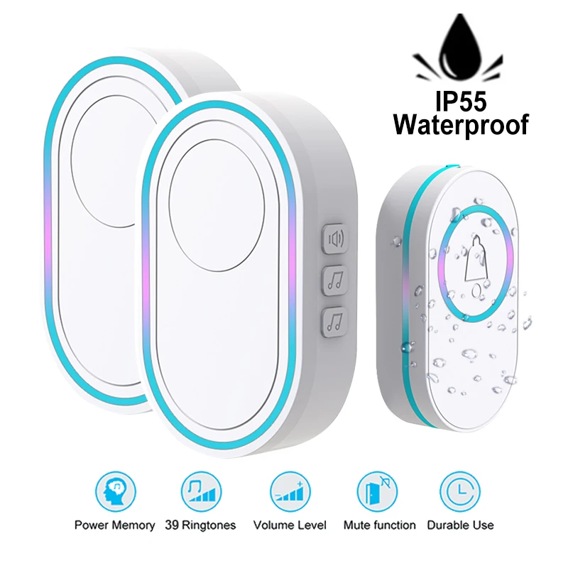 Wireless Doorbell Waterproof White Color Home Welcome Doorbell Chord Music Smart Home Doorbell 39 Song Melodies US EU Plug