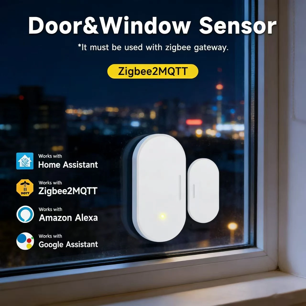 Wireless Zigbee2MQTT 3.0 Door Window Sensor Smart Home Alarm Contact Sensor for Home Security