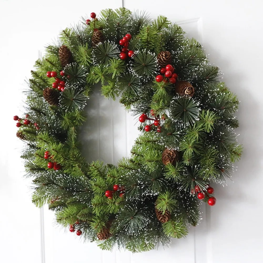 With Pinecone and Berry Christmas Hanging Garland 20/30/40cm Holiday Art Xmas Wreath Gifts Artificial Multifunctional - Image 3