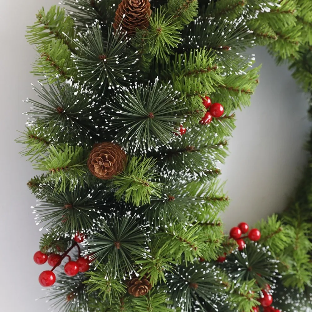 With Pinecone and Berry Christmas Hanging Garland 20/30/40cm Holiday Art Xmas Wreath Gifts Artificial Multifunctional - Image 5