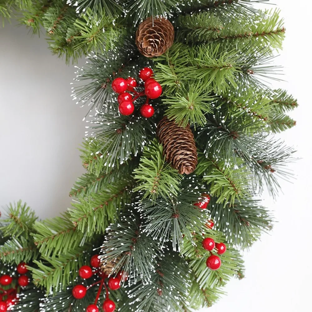 With Pinecone and Berry Christmas Hanging Garland 20/30/40cm Holiday Art Xmas Wreath Gifts Artificial Multifunctional - Image 2