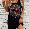 Women's Summer Sleeveless Tank Top Dress Sexy Women's Summer Loose Sleeveless Short Mini Dress with Black Print
