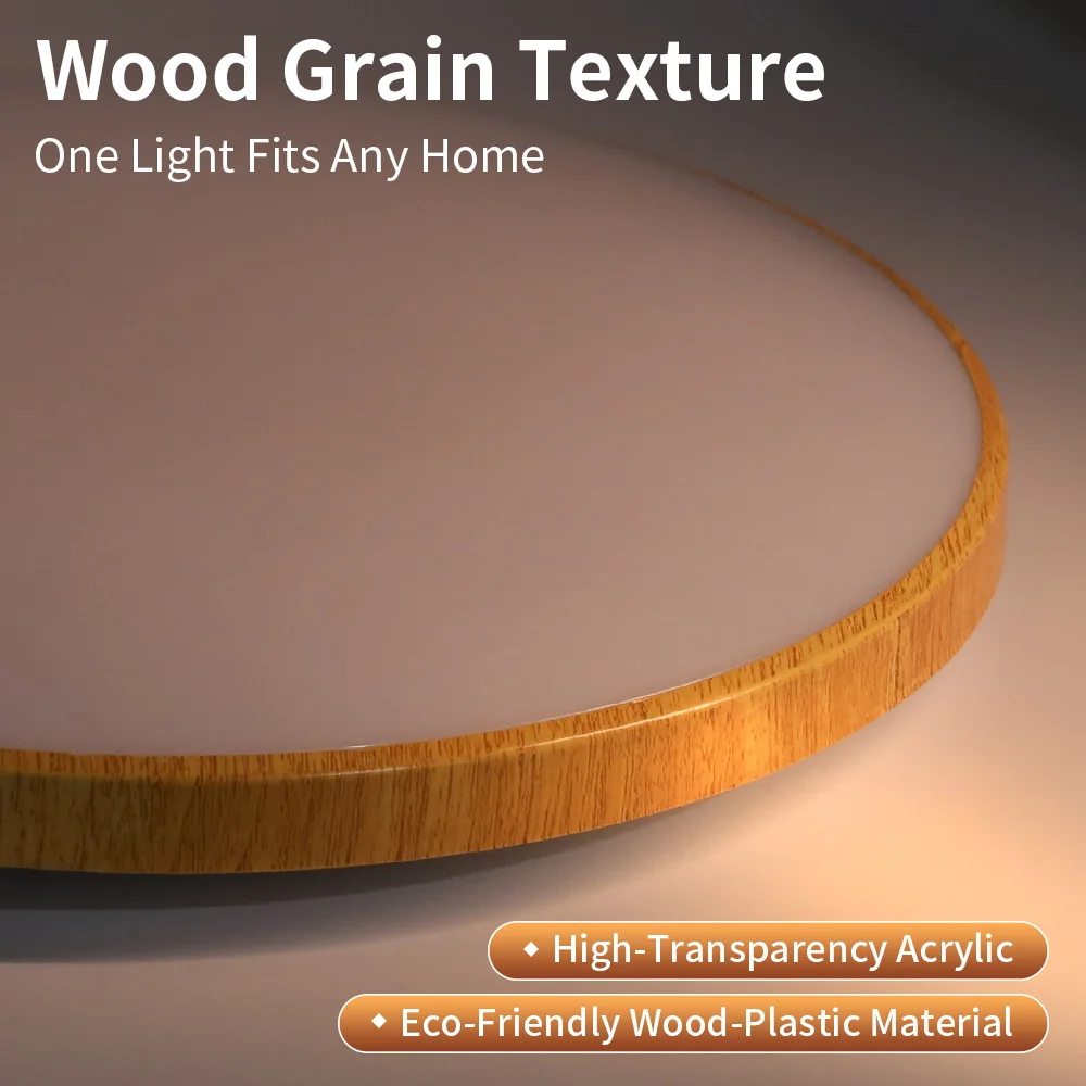 Wood Grain Color Ceiling Light LED Chandelier Ceiling Lights Tricolor Panel Lamps For Kitchen Living Room Bedroom Bathroom Decor - Image 3