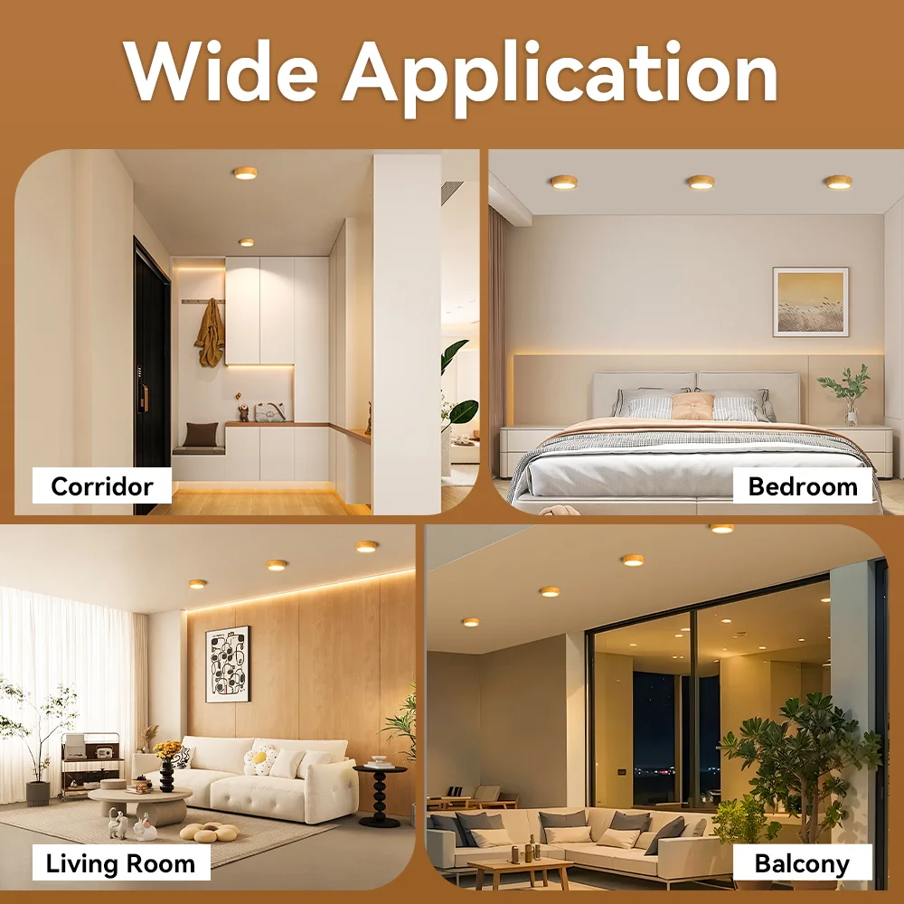 Wood Grain Color Ceiling Light LED Spot Downlight Surface Mounted Downlights Thin Foldable Spotlight Living Room Spots Ceiling - Image 6