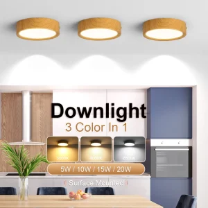 Wood Grain Color Ceiling Light LED Spot Downlight Surface Mounted Downlights Thin Foldable Spotlight Living Room Spots Ceiling
