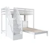 Wood House Bunk Bunk Bed Double Bed Multifunctional Children's Bed Storage Space Function With Desk And Shelve No Mattres PINGGO
