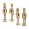 Wood Nutcracker Figurines Puppet Toy 38cm DIY Blank Unpainted Nutcracker for Arts Project Christmas Craft Supplies Table Decor