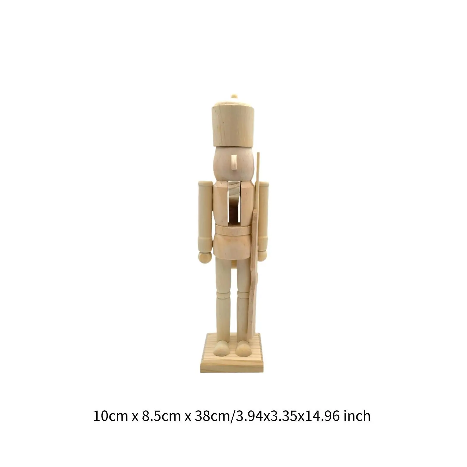 Wood Nutcracker Figurines Puppet Toy 38cm DIY Blank Unpainted Nutcracker for Arts Project Christmas Craft Supplies Table Decor