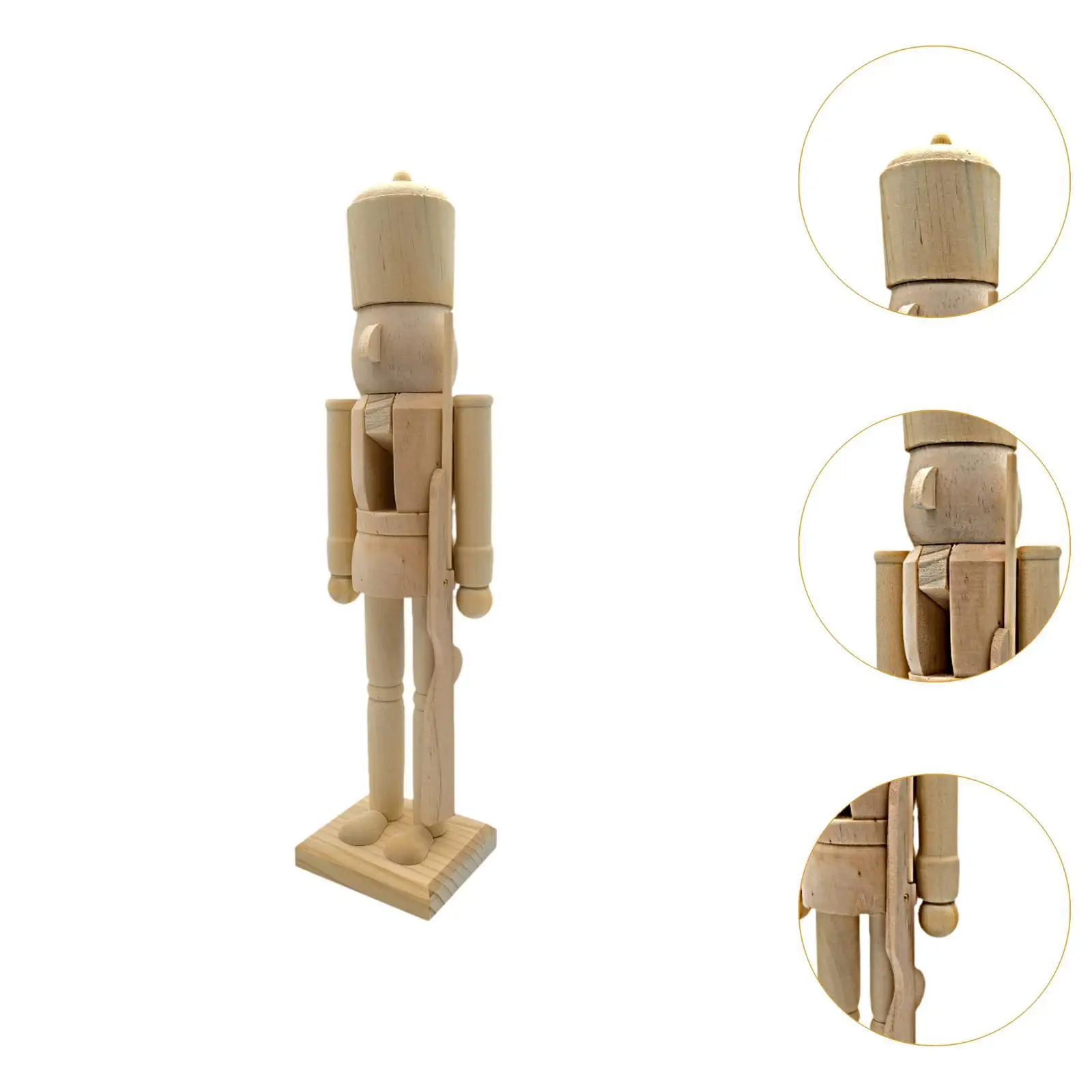 Wood Nutcracker Figurines Puppet Toy 38cm DIY Blank Unpainted Nutcracker for Arts Project Christmas Craft Supplies Table Decor