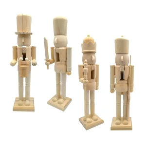 Wood Nutcracker Figurines Puppet Toy 38cm DIY Blank Unpainted Nutcracker for Arts Project Christmas Craft Supplies Table Decor