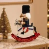 Wooden Holiday Soldier Rocking Horse Figure, Nutcrackers Christmas Decorations for Shelf, Desk, Entryway, Home Y5GB