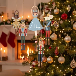 Wooden Nutcracker Hanging Ornaments Christmas Decorations Ballet Dancer Mouse King Pendant for Xmas Home Holiday Party Supplie