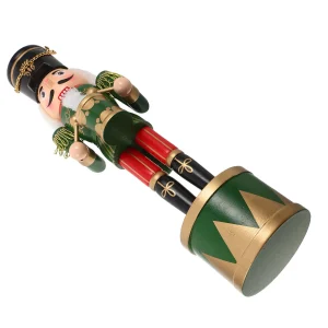 Wooden Nutcracker Soldier 14.2 Inch Xmas Drummer Nutcracker Christmas Decoration Traditional Tabletop Soldier Ornament Festive
