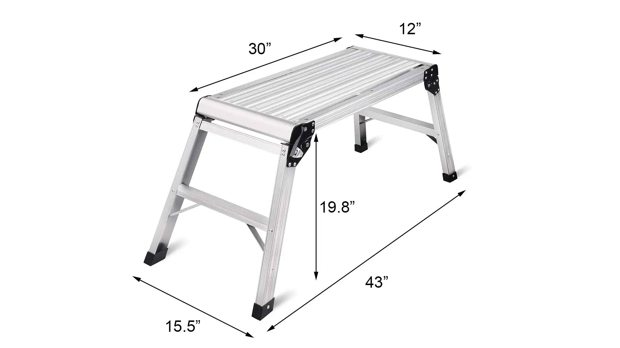 Work Platform Step Ladder Heavy Duty Foldable Aluminum Platform 330 LBS Capacity Horse Stool Household Folding Car Wash Table - Image 2