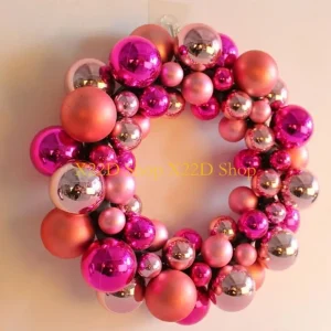 X22D Christmas Ball Wreath 35cm Hanging Ball Ornament Pendant Supplies for Christmas Festival New Year Party Door Decor