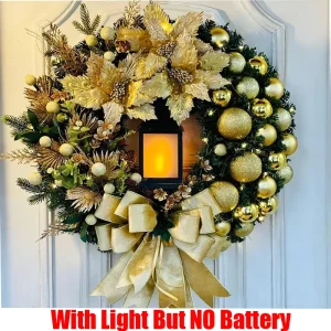 Xmas Garland Luxury All-Weather Christmas Wreath Heavy Duty Outdoor Door Decor for Shopping Mall Hotel Wall Window New Year