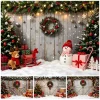 Yeele Christmas Snowman Reindeer Wooden Wall Photography Backdrop Xmas Tree Gift Background Baby Kids Portrait Photo Studio