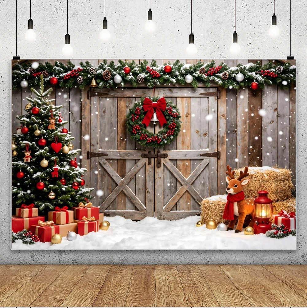 Yeele Christmas Snowman Reindeer Wooden Wall Photography Backdrop Xmas Tree Gift Background Baby Kids Portrait Photo Studio - Image 3