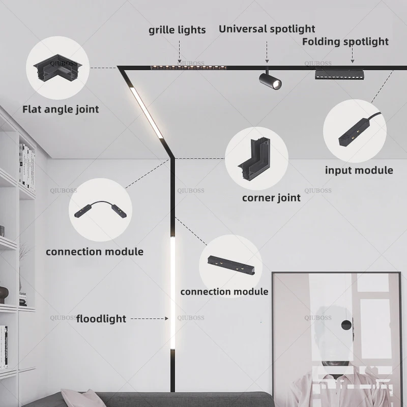 Zigbee Smart LED Magnetic Track Light Dimmable 48V Pendant Spot Lamp Magnet Flexible Fixture Rail Modern Changeable Design Syste - Image 3