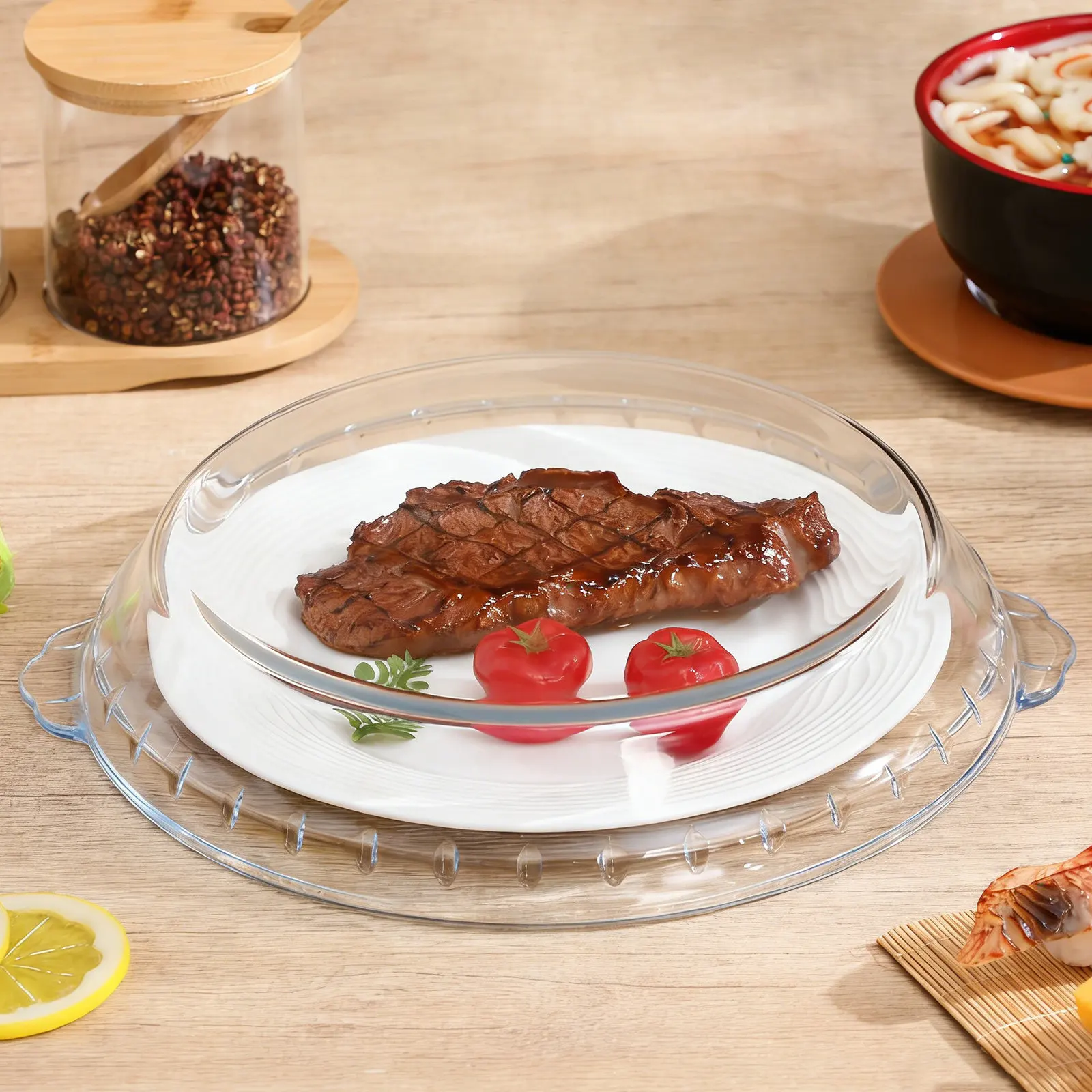 heat-resistant Glass Cover To Prevent Splatters Microwave Oven Glass Pie PanNon-Stick Pie Plate With Soft Wave Edge Fish Steamer - Image 6