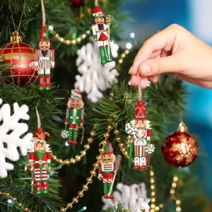 high quality 12pcs new christmas candy nutcracker flat hanging xmas tree hanging ornament christmas decoration for home gift