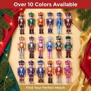 iYOE 18pcs Wooden Nutcracker Christmas Tree Topper Ornaments Hanging Pendants with Rope for Christmas Holiday Party Decor Craft